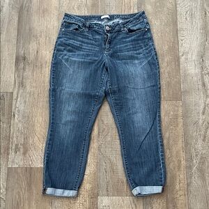 LC Lauren Conrad Dark Blue Cuffed Skinny Crop Jeans